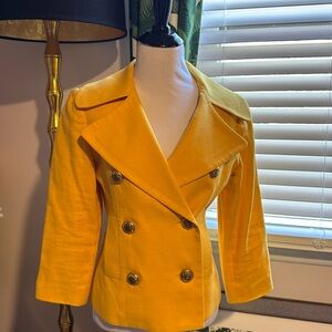 Smythe linen marigold yellow double breasted jacket 6